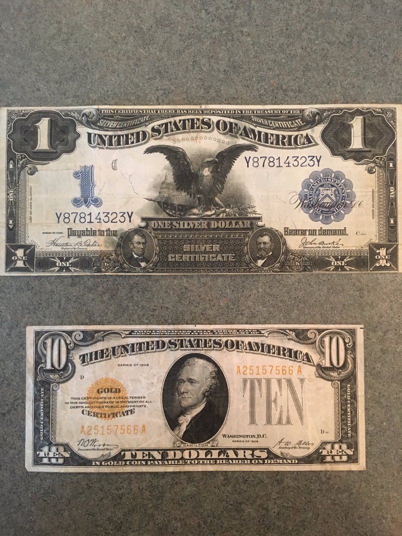 A-Set-Of-Early-US-Currency-Including-Black-Eagles,-Educational-$2,-Etc